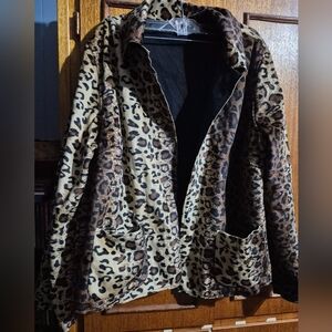 Leopard Print Open Front Women's Jacket
